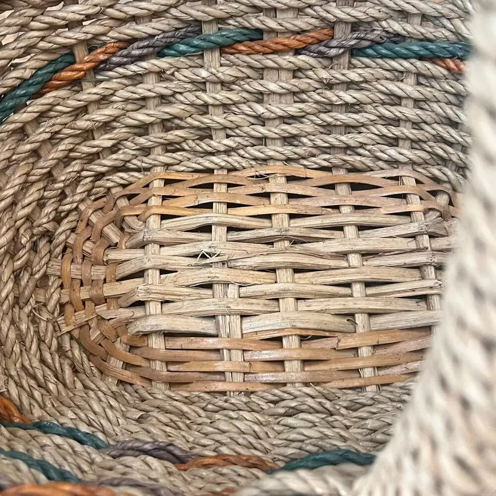 Vintage Woven Rope Wicker Basket 14.5
